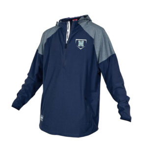 NE Baseball Player Gear Rawlings Colorsync Long Sleeve 1/2 zip hooded  BP Jacket-navy
