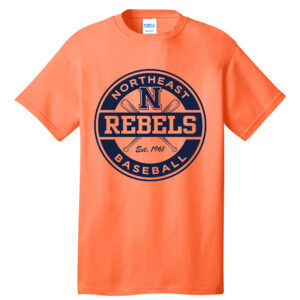 Rebels Baseball Unisex Short Sleeve Tee-Neon Orange
