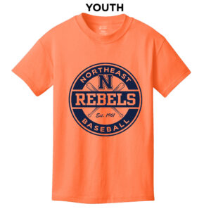 Rebels Baseball Youth Short Sleeve Tee-Neon Orange