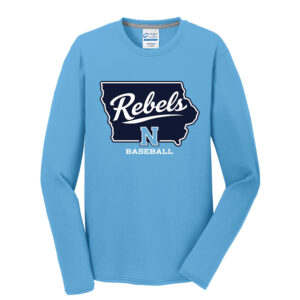 Rebels Baseball Men Long Sleeve Essential Blended Performance Tee-Aquatic Blue