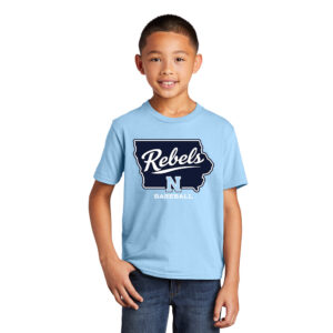 Rebels Baseball Youth Fan Favorite Cotton Short Sleeve Tee-Light Blue