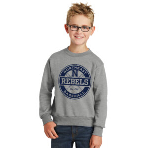 Rebels Baseball Youth Fleece Crewneck Sweatshirt-Athletic Heather