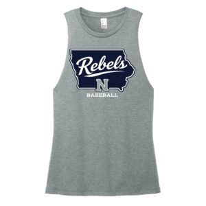 Rebels Baseball District Women’s Perfect Tri Muscle Tank-Flint Blue Heather