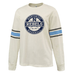 Rebels Baseball Pennant HEAVYWEIGHT 8.0 oz. antique white cotton jerseyarchive-style printed sleeve stripe-Navy/Black