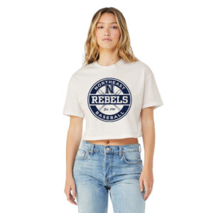 Rebels Baseball Bella and Canvas Women Jersey Crop Tee-Vintage White
