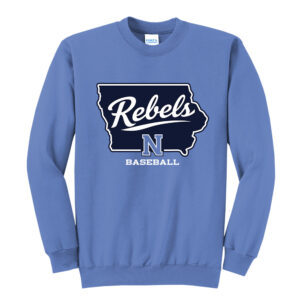 Rebels Baseball Unisex Fleece Crewneck Sweatshirt-Carolina Blue