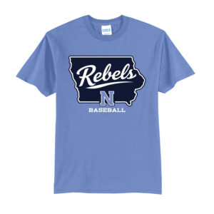 Rebels Baseball Tall Short Sleeve Tee-Carolina blue