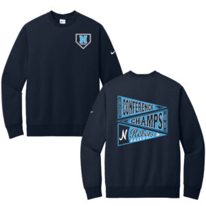 Rebels Baseball Nike Club Fleece Sleeve Swoosh Crew Adult-Navy
