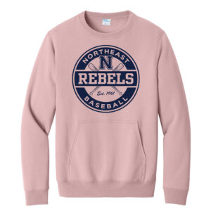 Rebels Baseball Unisex Core Fleece Crewneck Pocket Sweatshirt-Pale Blush