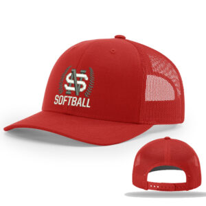 NS Softball Richardson Pro Mesh Adjustable Trucker Cap Solid- Red