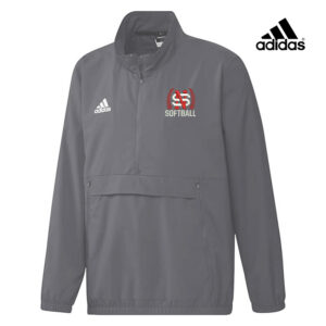 NS Softball Adidas Stadium Men 1/4 Zip Woven Long Sleeve-Grey (S, XL, 2x)