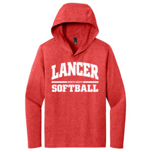 NS Softball District Made Mens Perfect Tri Long Sleeve Hoodie-Red Frost
