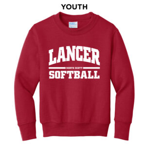 NS Softball Youth Fleece Crewneck Sweatshirt-Red