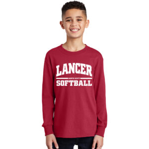 NS Softball Youth Cotton Long Sleeve Tee-Red