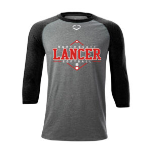 NS Softball Evoshield 3/4 Sleeve baseball undershirt -charcoal/Black (M, 2x, 3x)