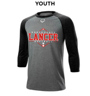 NS Softball Evoshield YOUTH 3/4 Sleeve baseball undershirt -charcoal/Black