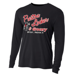 Preston Locker Grocery Adult Cooling Performance long sleeve Crew Tee-Black