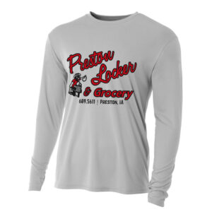 Preston Locker Grocery Adult Cooling Performance long sleeve Crew Tee-Silver