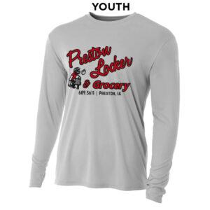 Preston Locker Grocery Youth Cooling Performance long sleeve Crew Tee-Silver