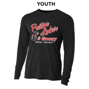 Preston Locker Grocery Youth Cooling Performance long sleeve Crew Tee-Black