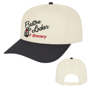 Preston Locker Grocery Cap America Hometown 5 Panel Cap-Cream Black