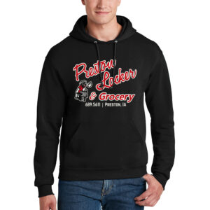 Preston Locker Grocery Unisex Fleece Hooded Sweatshirt-Black Heather
