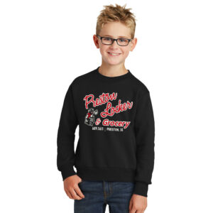 Preston Locker Grocery Youth Fleece Crewneck Sweatshirt-Black