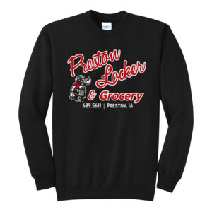Preston Locker Grocery Unisex Core Fleece Crewneck Sweatshirt-Black