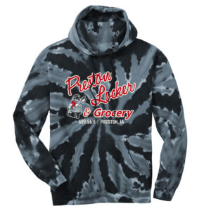 Preston Locker Grocery Unisex Essential Tie-Dye Pullover Hooded Sweatshirt- Black