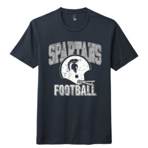 PV Football 01. Spartans Football Distressed Print Triblend Short Sleeve Tee-Navy