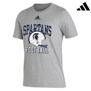 PV Football 03. Spartans Football Distressed Print adidas Badge of Sport Performance Tee-Grey