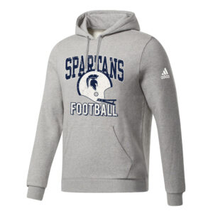 PV Football 05. Spartans Football Distressed Adidas Fleece Hooded Pullover-Grey