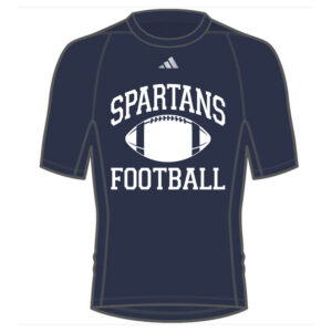 PV Football 07. Spartans Football adidas Techfit Short Sleeve Compression Tee-Navy
