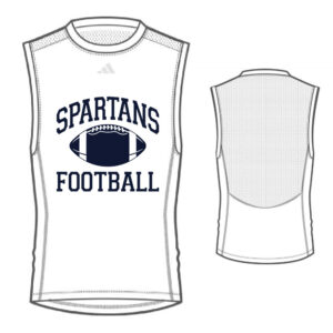 PV Football 09. Spartans Football Adidas Techfit Sleeveless Compression Tee-White