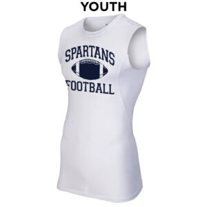 PV Football 10. Spartans Football Lightning 2.0 YOUTH Sleeveless Compression Tee-White