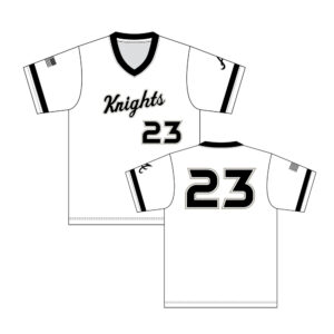 02b. QC Area Knights Sublimated Champro V-neck Jersey-Flexdri Mesh-White