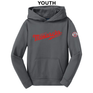 QC Monarchs Sport-Tek youth Sport Wick Fleece Hooded Pullover-Dark Smoke Grey