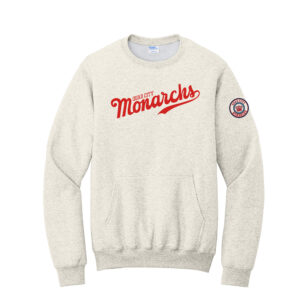 QC Monarchs Unisex Core Fleece Crewneck Pocket Sweatshirt-Oatmeal Heather