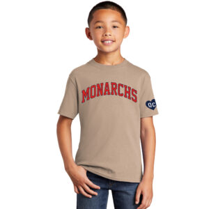 QC Monarchs Youth Cotton Short Sleeve Tee-Sand