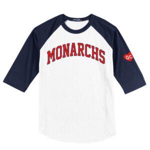 QC Monarchs Sport Tek Unisex Colorblock Raglan Jersey Tee-White/Navy