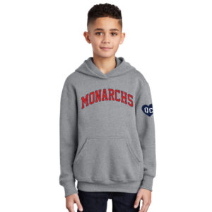 QC Monarchs Youth Fleece Hooded Sweatshirt-athletic Heather