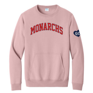 QC Monarchs Unisex Fleece Pocket Crewneck Sweatshirt-Pale Blush