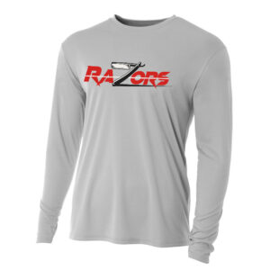 Razors Football Adult Cooling Performance long sleeve Crew Tee-Silver