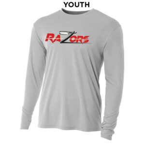 Razors Football Youth Cooling Performance long sleeve Crew Tee-Silver