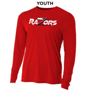 Razors Football Youth Cooling Performance long sleeve Crew Tee-Scarlet