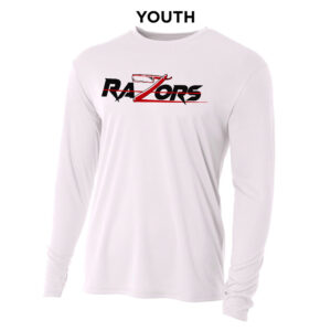 Razors Football Youth Cooling Performance long sleeve Crew Tee-White
