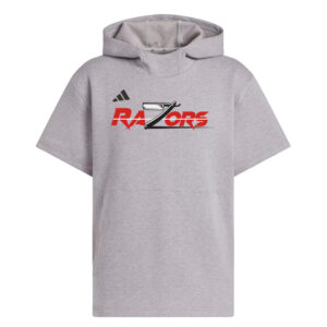 Razors Football Adidas  Dugout NWV Short Sleeve Hoodie- Medium Grey Heather