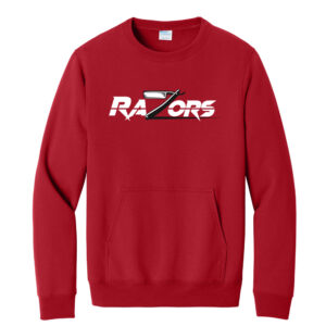 Razors Football Unisex Core Fleece Crewneck Pocket Sweatshirt-Red