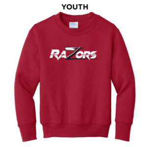 Razors Football Youth Fleece Crewneck Sweatshirt-Red