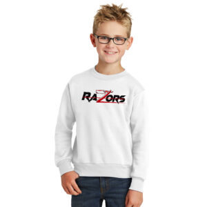 Razors Football Youth Fleece Crewneck Sweatshirt-White